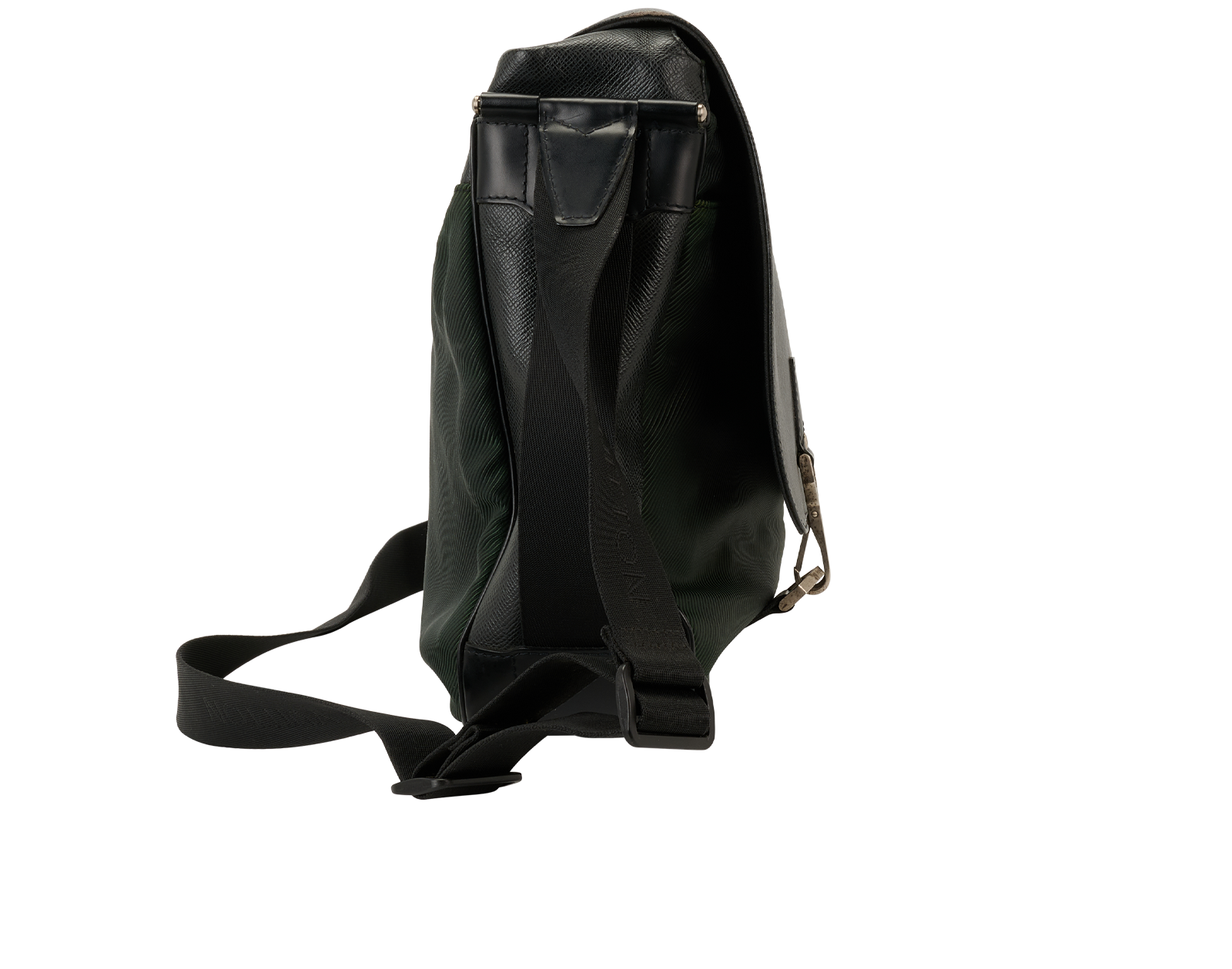 Taiga Dersou Messenger, &pound;395, Handbags, Black/Green, Leather, Side view
